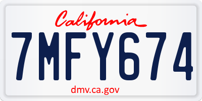 CA license plate 7MFY674