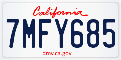 CA license plate 7MFY685