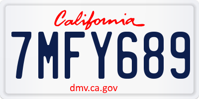 CA license plate 7MFY689