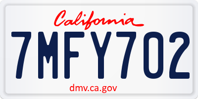 CA license plate 7MFY702