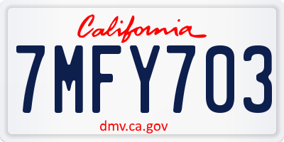 CA license plate 7MFY703