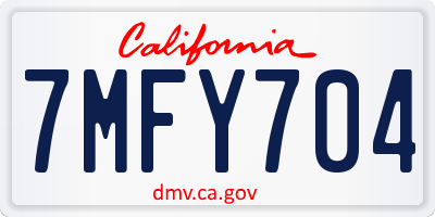 CA license plate 7MFY704