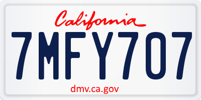 CA license plate 7MFY707