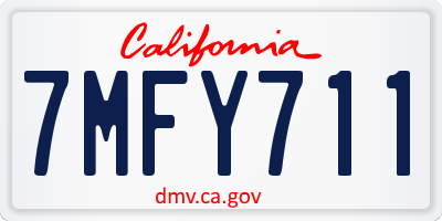 CA license plate 7MFY711
