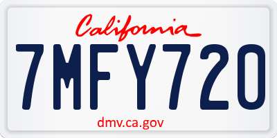 CA license plate 7MFY720