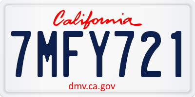 CA license plate 7MFY721