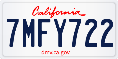 CA license plate 7MFY722