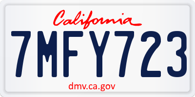 CA license plate 7MFY723