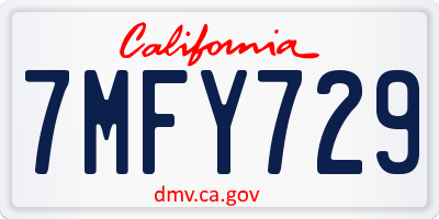 CA license plate 7MFY729