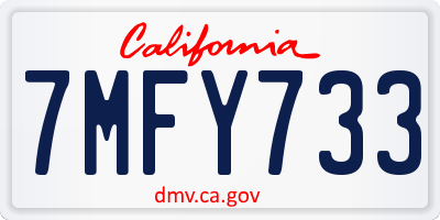 CA license plate 7MFY733