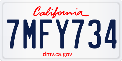 CA license plate 7MFY734