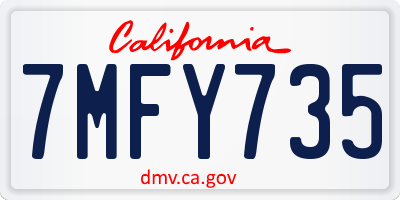 CA license plate 7MFY735