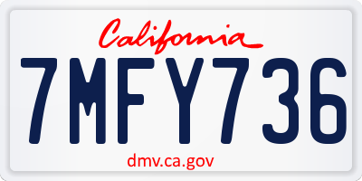 CA license plate 7MFY736