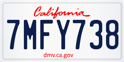 CA license plate 7MFY738