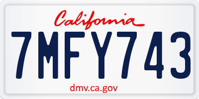 CA license plate 7MFY743