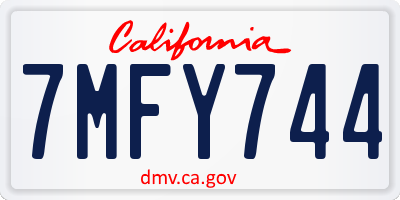 CA license plate 7MFY744