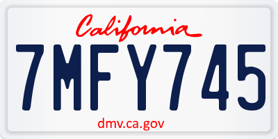 CA license plate 7MFY745