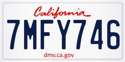 CA license plate 7MFY746