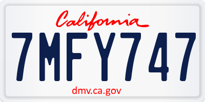 CA license plate 7MFY747