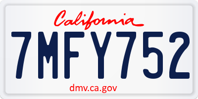 CA license plate 7MFY752
