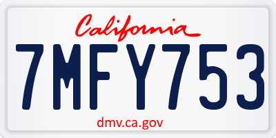 CA license plate 7MFY753