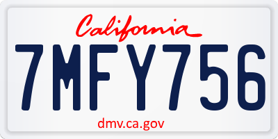 CA license plate 7MFY756