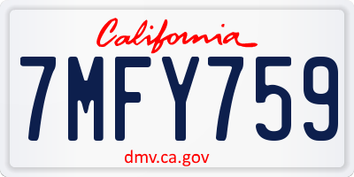 CA license plate 7MFY759