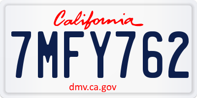 CA license plate 7MFY762