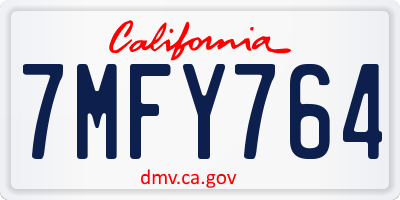 CA license plate 7MFY764