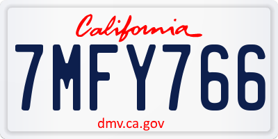 CA license plate 7MFY766