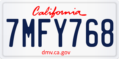 CA license plate 7MFY768