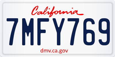 CA license plate 7MFY769