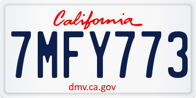 CA license plate 7MFY773