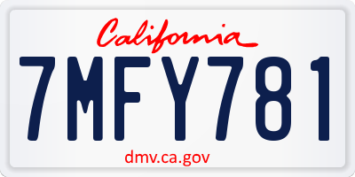 CA license plate 7MFY781