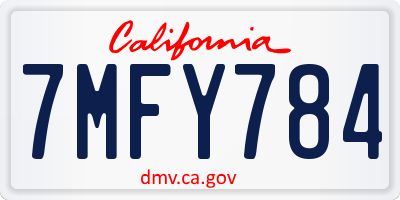 CA license plate 7MFY784