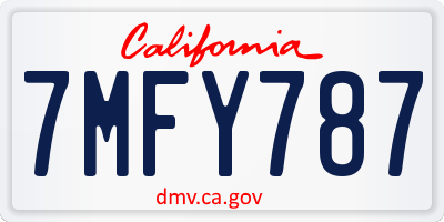 CA license plate 7MFY787