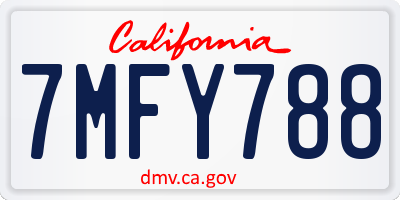 CA license plate 7MFY788