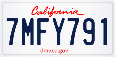 CA license plate 7MFY791