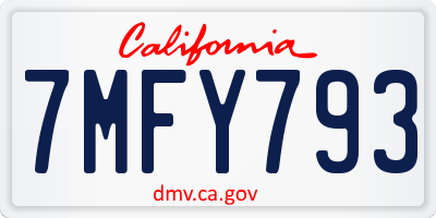 CA license plate 7MFY793