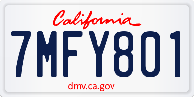 CA license plate 7MFY801