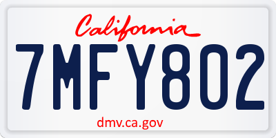 CA license plate 7MFY802