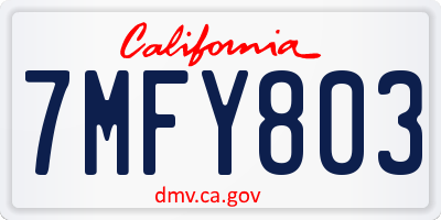 CA license plate 7MFY803