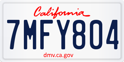 CA license plate 7MFY804