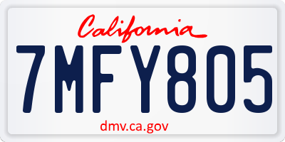 CA license plate 7MFY805