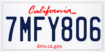 CA license plate 7MFY806