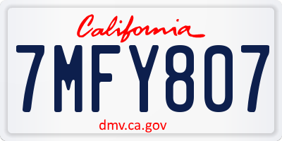 CA license plate 7MFY807