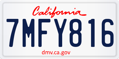 CA license plate 7MFY816