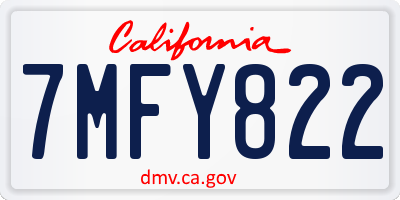 CA license plate 7MFY822
