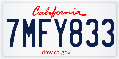 CA license plate 7MFY833