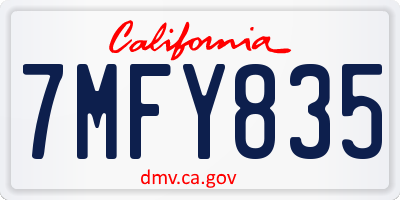 CA license plate 7MFY835